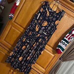 Bila Black and Brown Geometric Midi Dress